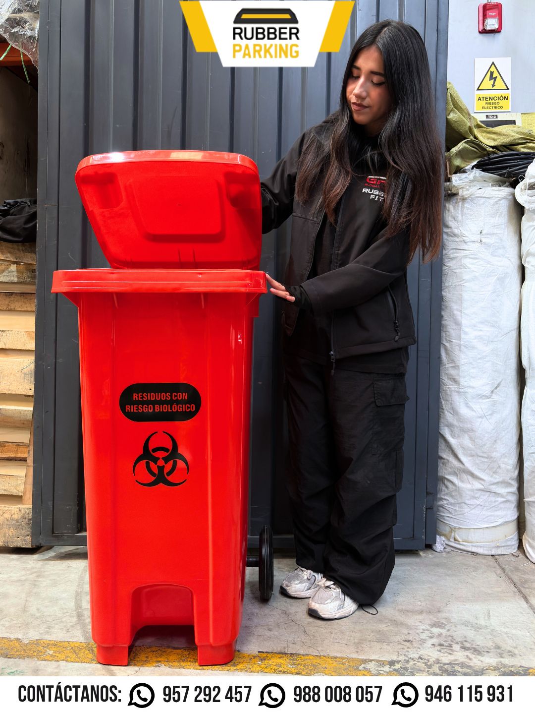 Tacho de basura 120 litros rojo